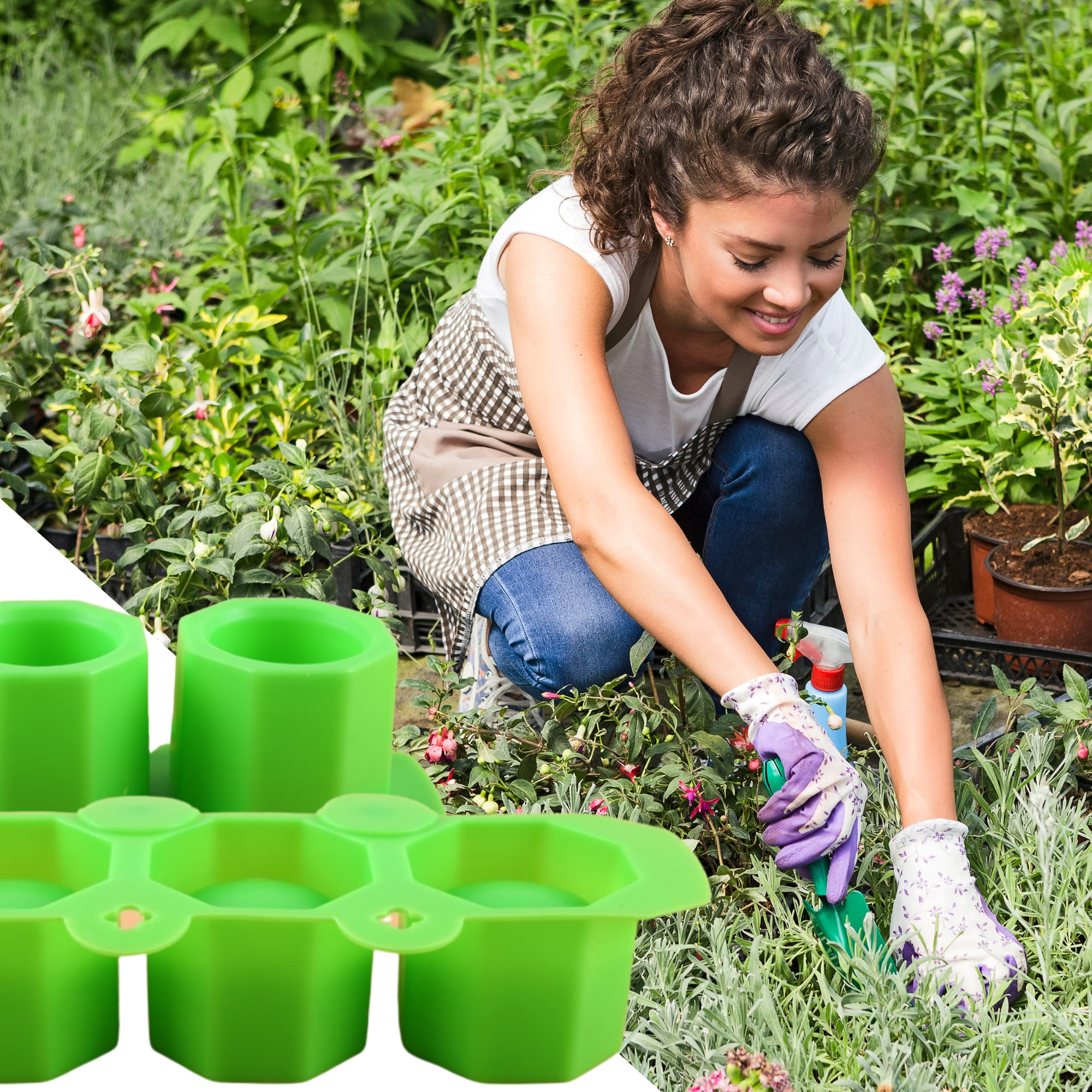 Moldes De Silicona Para Macetas Velas Ecomlab Y Manualidades Hexagonal Verde.