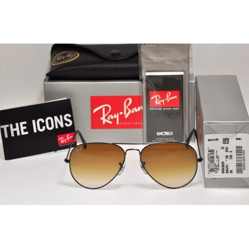 Lentes de sol Ray Ban Rb3025 004/51 Aviator Azul Cafe Degradado Gota