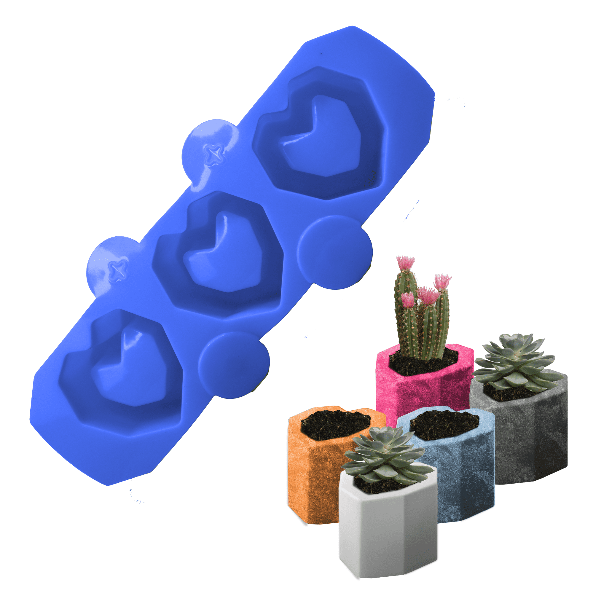 Moldes De Silicona Para Macetas Velas Ecomlab Y Manualidades Corazón Azul.