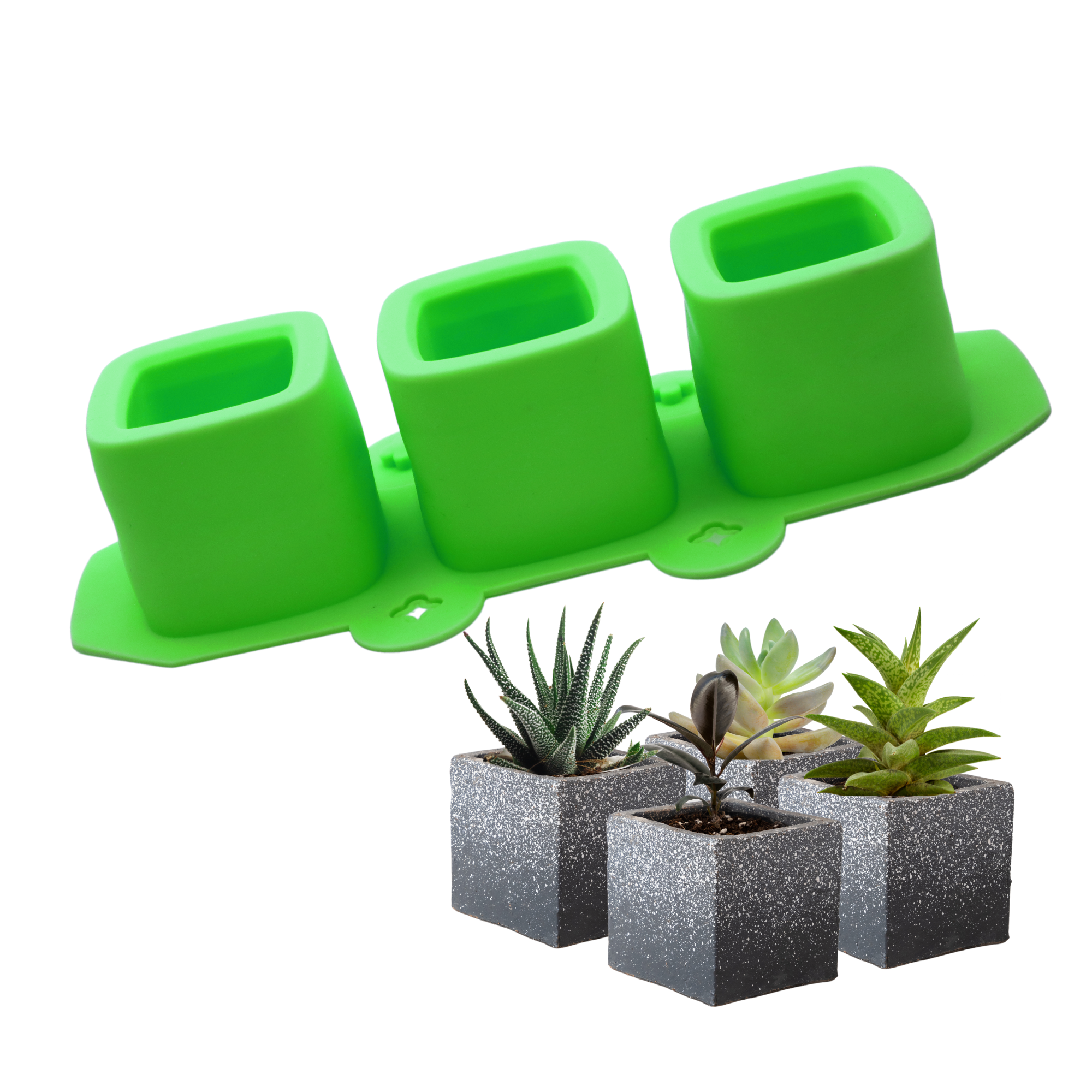 Moldes De Silicona Para Macetas Velas Ecomlab Y Manualidades Cuadrado Verde.