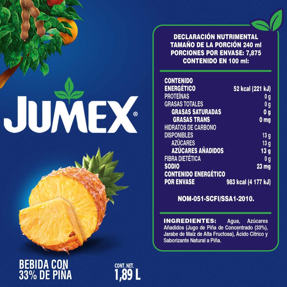 Jugo De Piña Jumex Paquete Con 4 Jugos De 1.89 Lts C/u