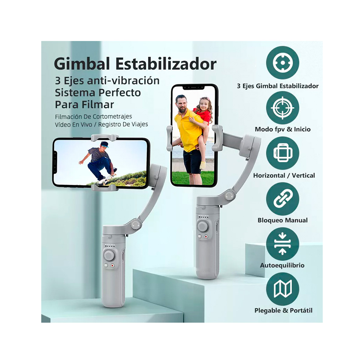 Estabilizador Gimbal Para Celular Petukita Box HQ3 Plegable 