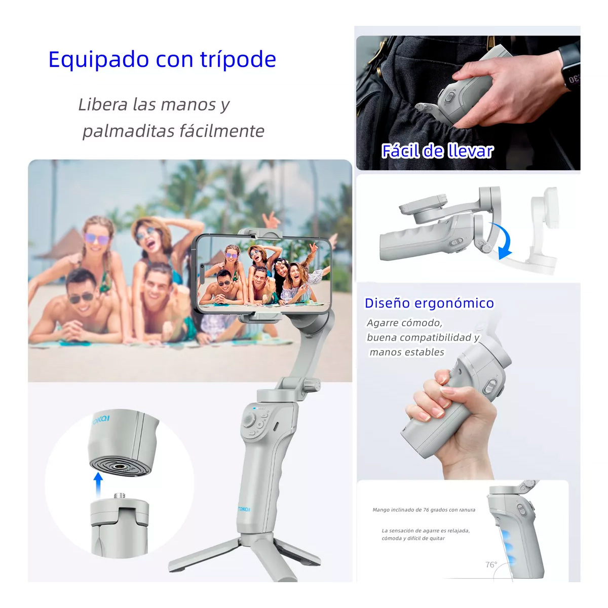 Estabilizador Gimbal Para Celular Petukita Box JC-011 Con Luz