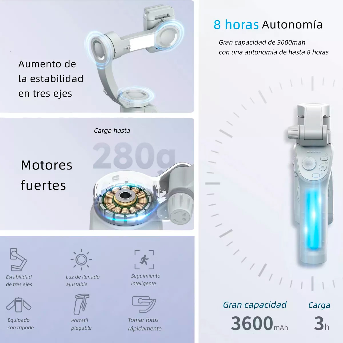 Estabilizador Gimbal Para Celular Petukita Box JC-011 Con Luz