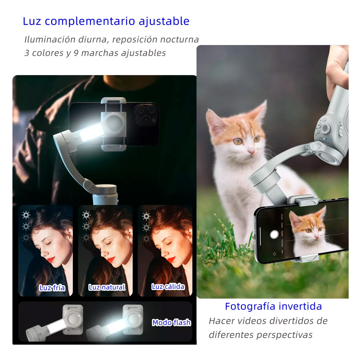 Estabilizador Gimbal Para Celular Petukita Box JC-011 Con Luz