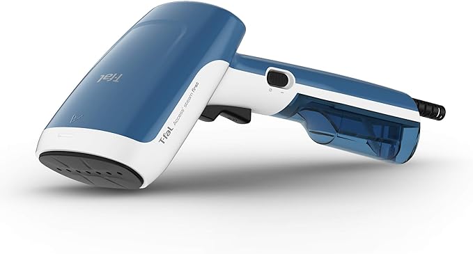 A T-fal Cepillo de vapor Steam First, capacidad de 70 ml, cepillo rápido y versátil ideal para viajes y de uso diario. Azul y blanco, DT6130Q1