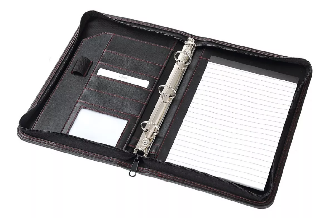 Padfolio Carpeta Color Negro Con Rojo