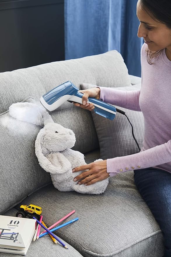 A T-fal Cepillo de vapor Steam First, capacidad de 70 ml, cepillo rápido y versátil ideal para viajes y de uso diario. Azul y blanco, DT6130Q1