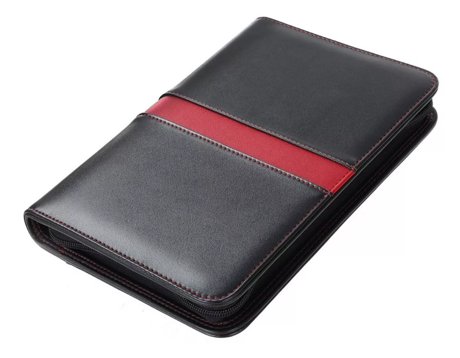 Padfolio Carpeta Color Negro Con Rojo