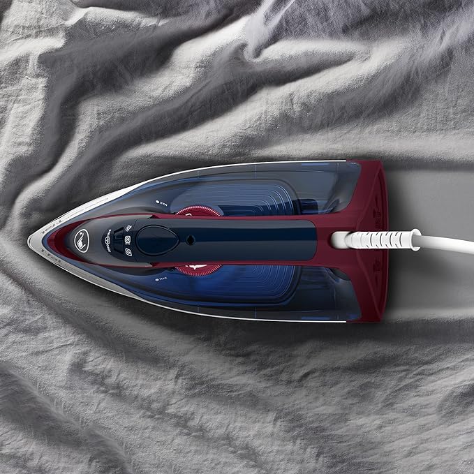 A T-FAL Plancha de vapor Express Steam suela de cerámica True Ceramic Glide, con 5 niveles de temperatura. Capacidad de 270 ml, planchado más rápido. Plancha sobre cierres, navy vino, FV2833X0