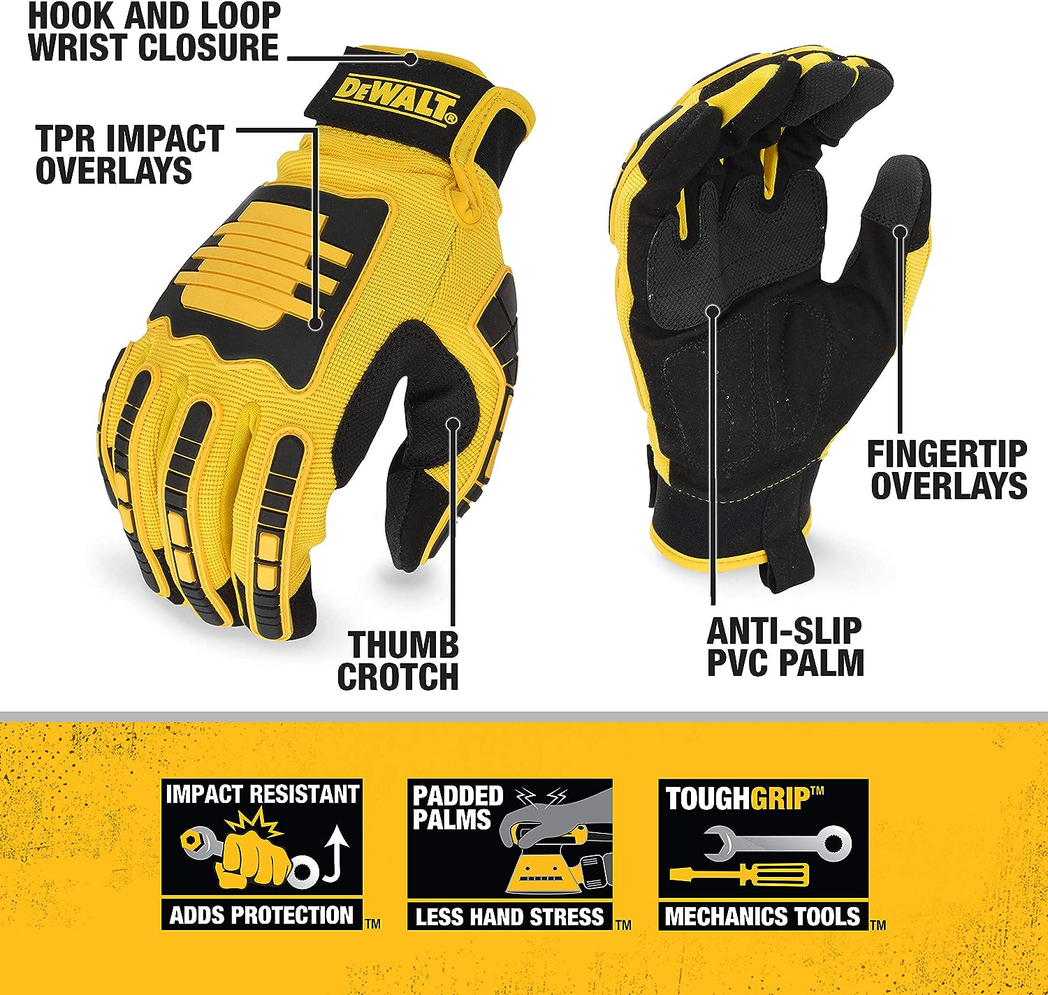 Dewalt Guantes De Trabajo Mecánicos Talla M