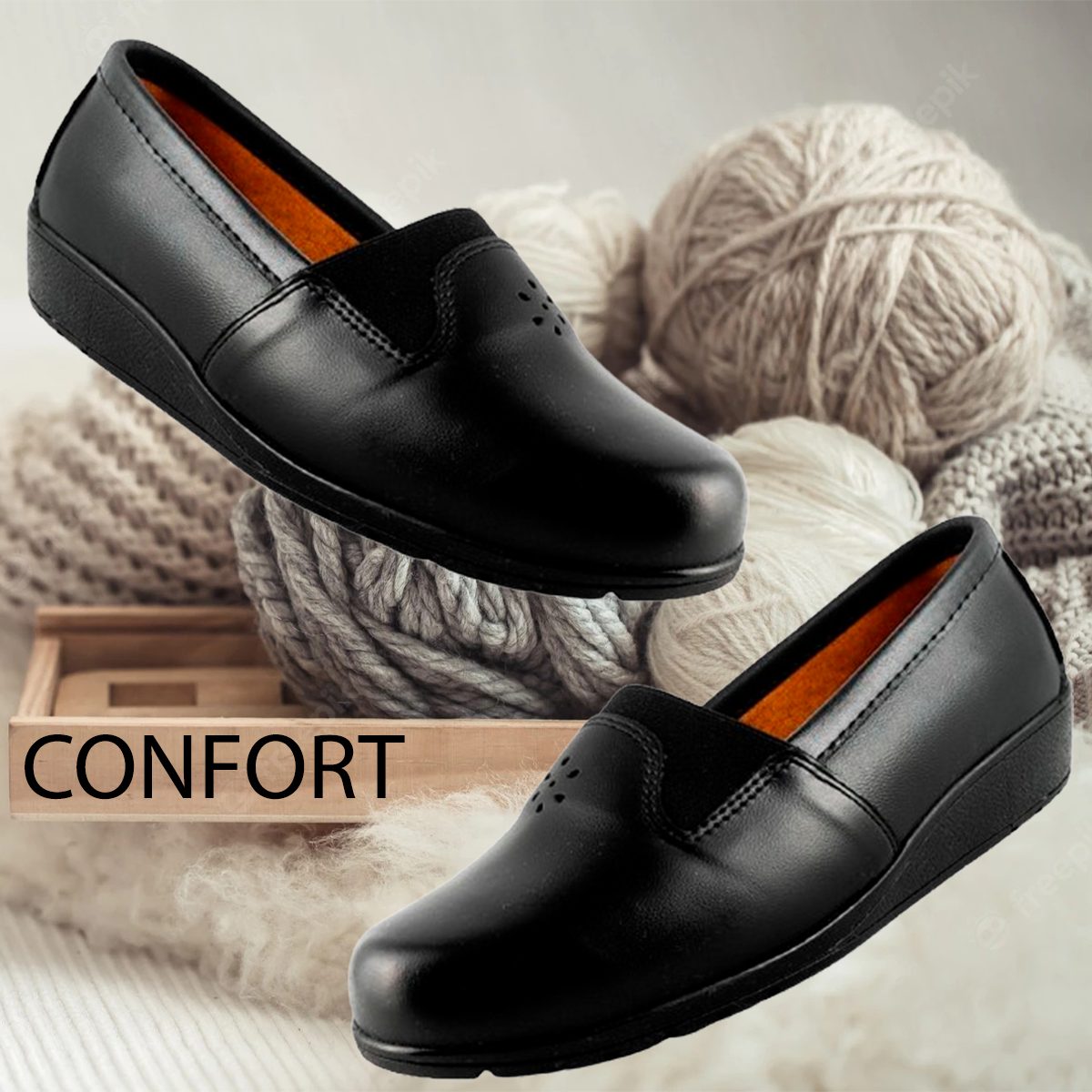 Zapato Cómodo Dama Pie Diabetico Juantes Varices 100% Piel 6021 Negro.