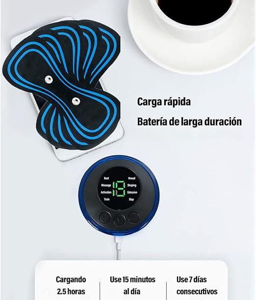 A MASAJEADOR- Estimulador Muscular Eléctrico - Mini Masajeador EMS de Cuello - Almohadilla de Masaje para Aliviar la Presión - Masajeador Recargable de Frecuencia Ajustable 8 Modos