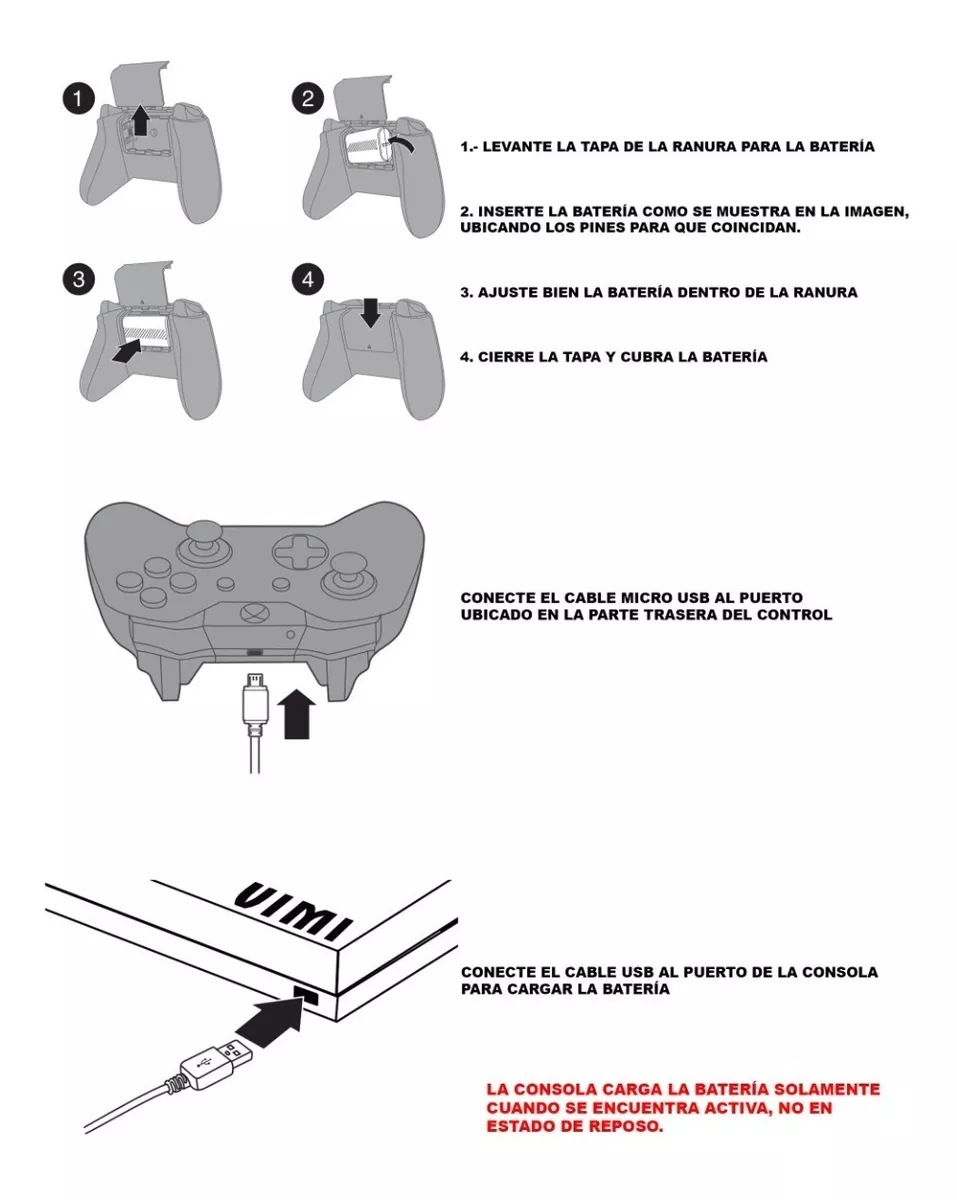 Paquete 5 Piezas Kit Carga Y Juega Compatible Con Xbox One
