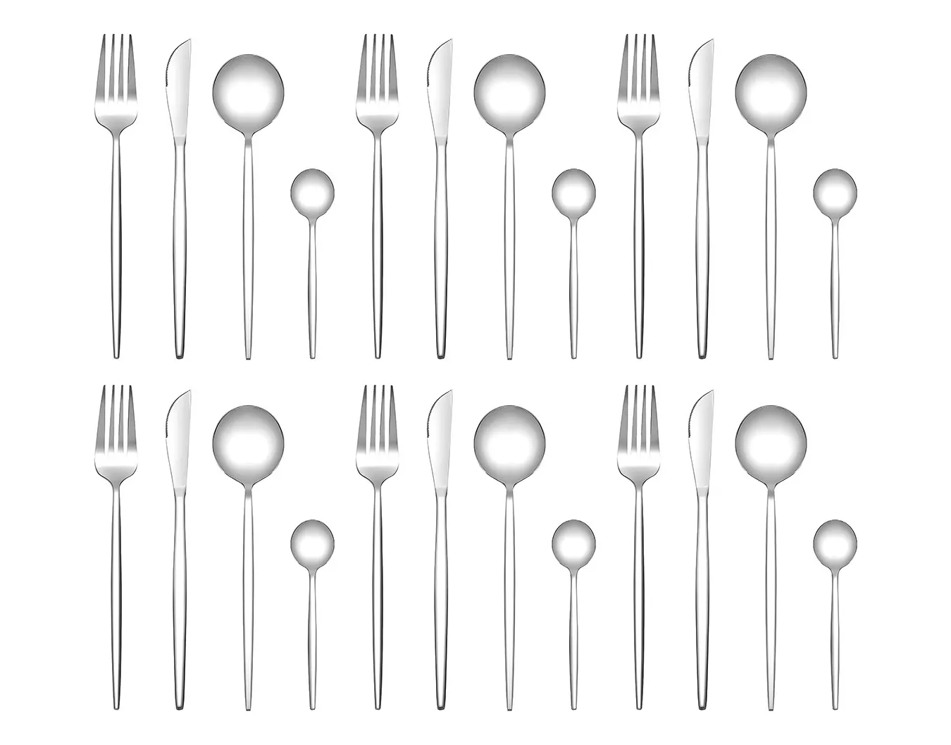 ML Juego De Cubiertos Elegantes 24 Piezas Acero Inoxidable Color Plateado