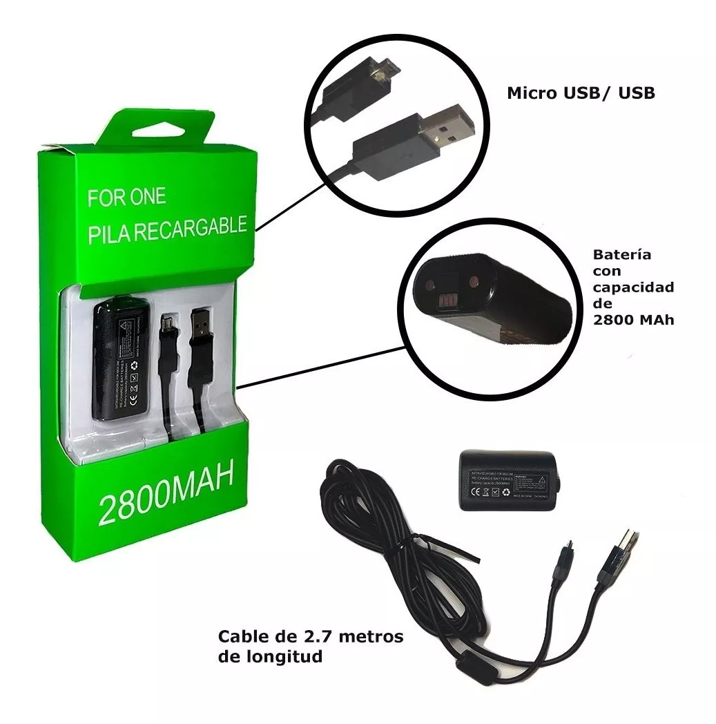 Paquete 5 Piezas Kit Carga Y Juega Compatible Con Xbox One