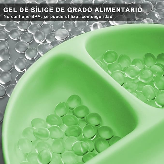 A Platos para Bebe, Plato Bebé de Silicona con Ventosa, Antideslizante, Fácil de Limpiar, Apto para Microondas, Sin BPA, Hay 2 Cucharas de Entrenamiento para Bebes. (Verde)