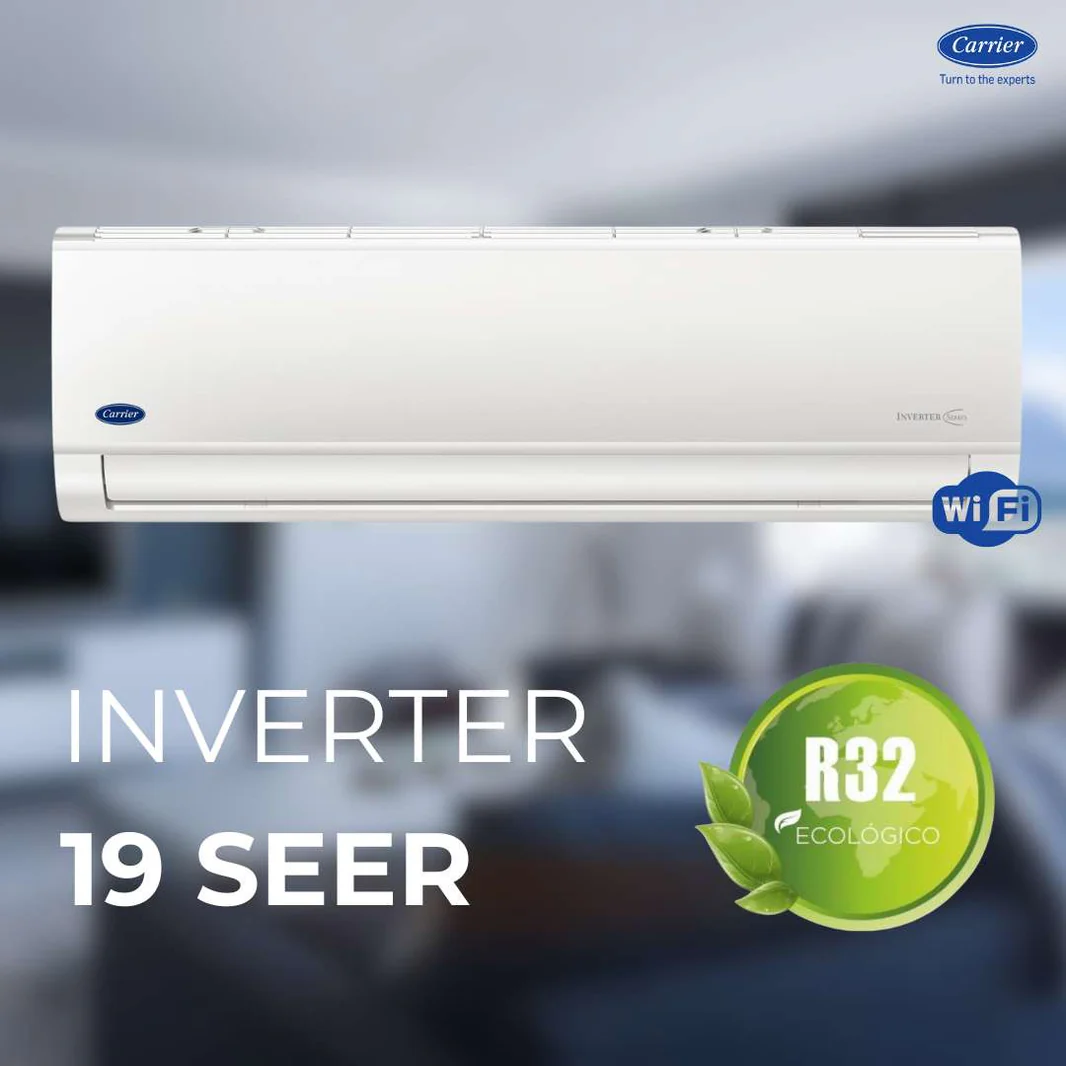 Aire Acondicionado Carrier Mini Split Puron X Inverter R32 12000 BTUs 220V Frío y Calor Blanco 53PXQ123D Minisplit.