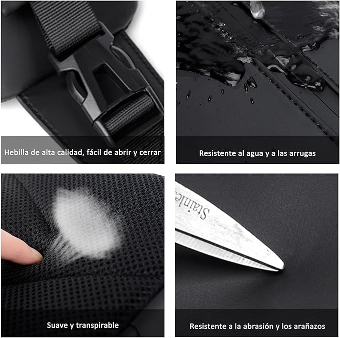 A Bandolera- Mariconera Bolsa Antirrobo Hombre, SHANDABULIU Bolsa de Hombre Cruzada, Mochila para Hombre Cruzada con Puerto USB, Mochila Cruzada Antirrobo para Hombre(Negro)