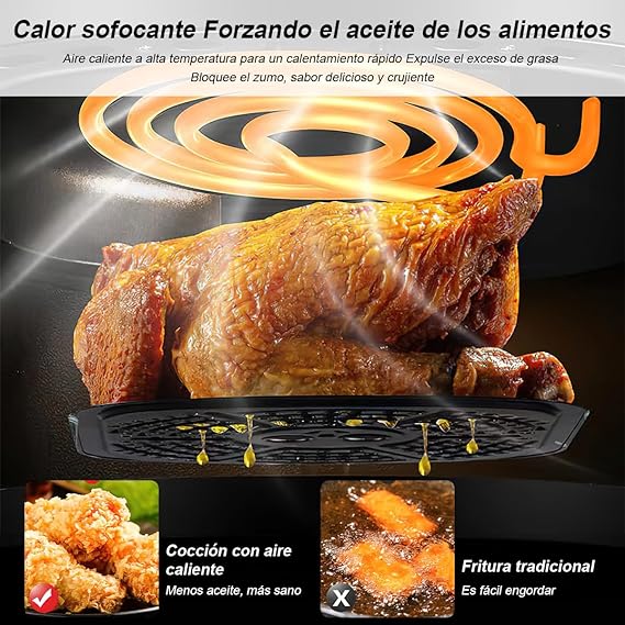 Freidora de aire, Sebami 8L Freidora Sin Aceite Freidora eléctrica inteligente Freidora de aire caliente Pantalla LED Táctil Ventana Transparente Freidora de Aire Caliente Sin BPA