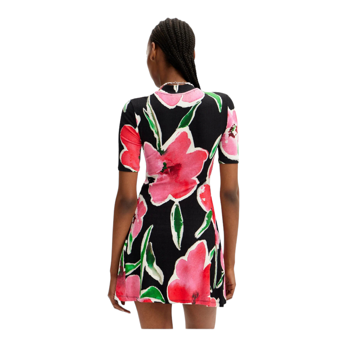 Vestido corto skater flores DESIGUAL