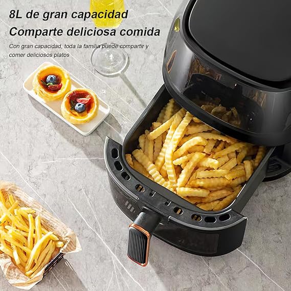 Freidora de aire, Sebami 8L Freidora Sin Aceite Freidora eléctrica inteligente Freidora de aire caliente Pantalla LED Táctil Ventana Transparente Freidora de Aire Caliente Sin BPA
