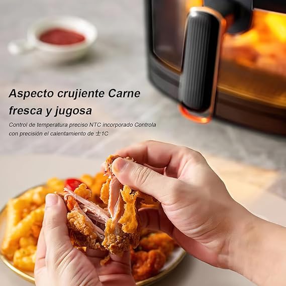 Freidora de aire, Sebami 8L Freidora Sin Aceite Freidora eléctrica inteligente Freidora de aire caliente Pantalla LED Táctil Ventana Transparente Freidora de Aire Caliente Sin BPA