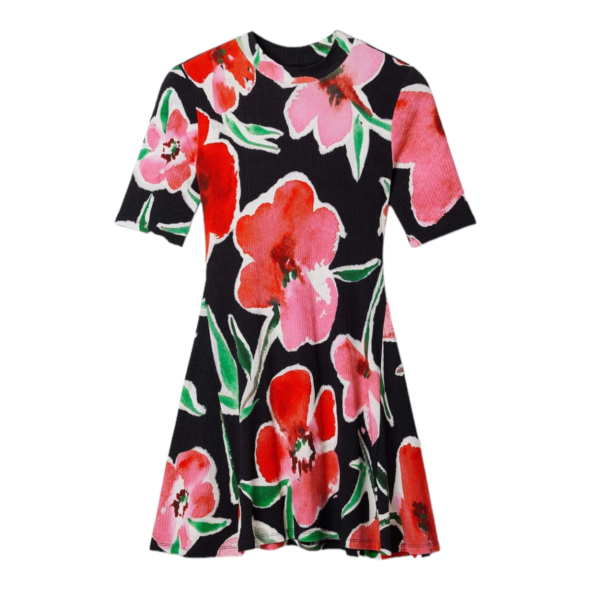 Vestido corto skater flores DESIGUAL