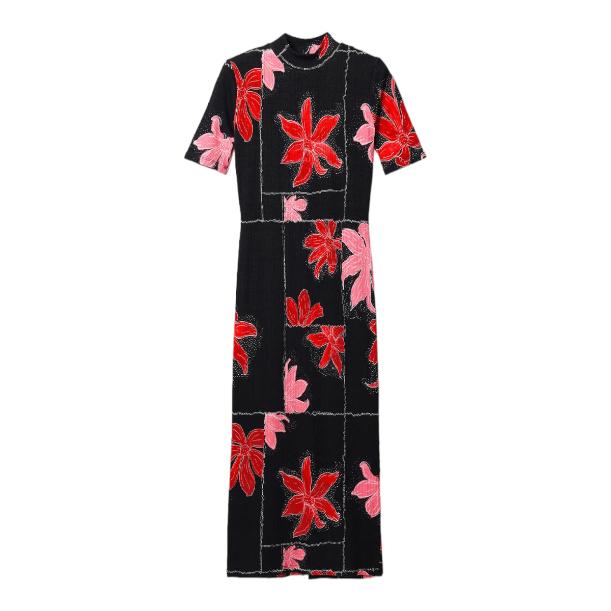 Vestido midi canalé flores DESIGUAL