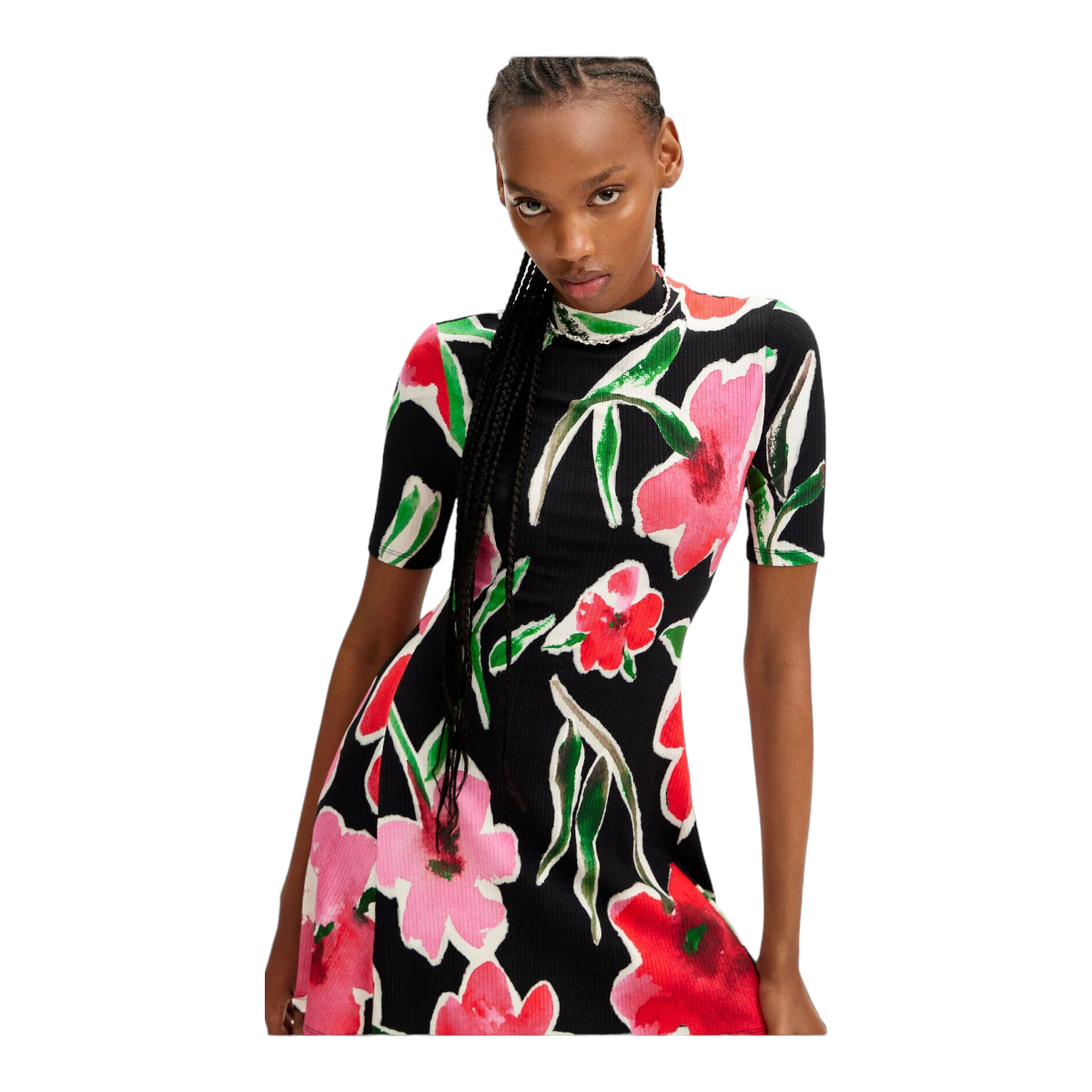 Vestido corto skater flores DESIGUAL