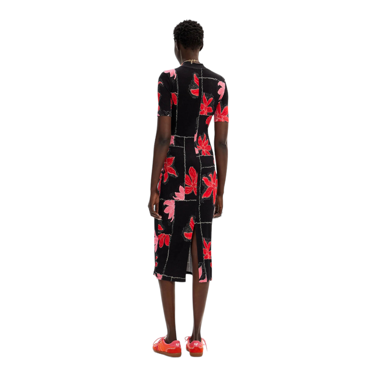 Vestido midi canalé flores DESIGUAL