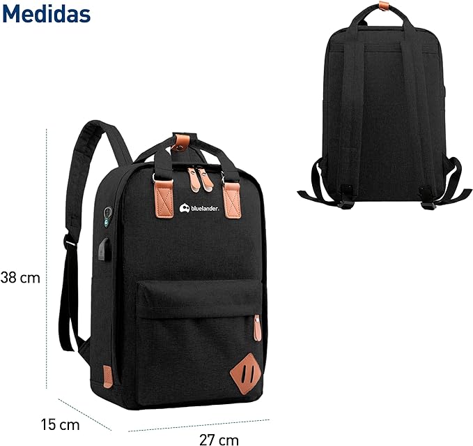 A Bluelander Mochila 3 en 1, Mochila para Laptop, Mochila Cruzada y Lapicera, Mochila para Viaje con Puerto USB, Mochila para Hombre, Mujer Múltiples Compartimentos,Set de 3 Piezas.