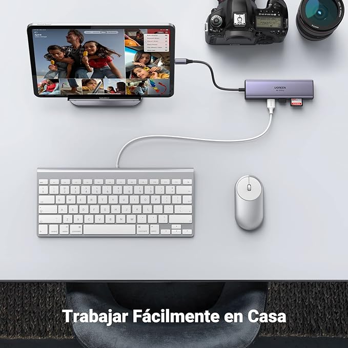 UGREEN Hub USB C, 7 en 1 Adaptador USB C a HDMI 4K 60Hz, Gigabit Ethernet, 100W PD Carga, Lector de Tarjetas SD TF, 2 USB 3.0 Compatible con MacBook Pro Air M1 M2 iPad iPhone 15 DELL Switch Steam Deck