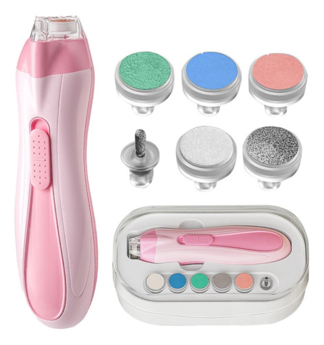 "6 En 1 Lima Electrica Pedicure Manicura Todo Para Uñas Bebés Rosa "