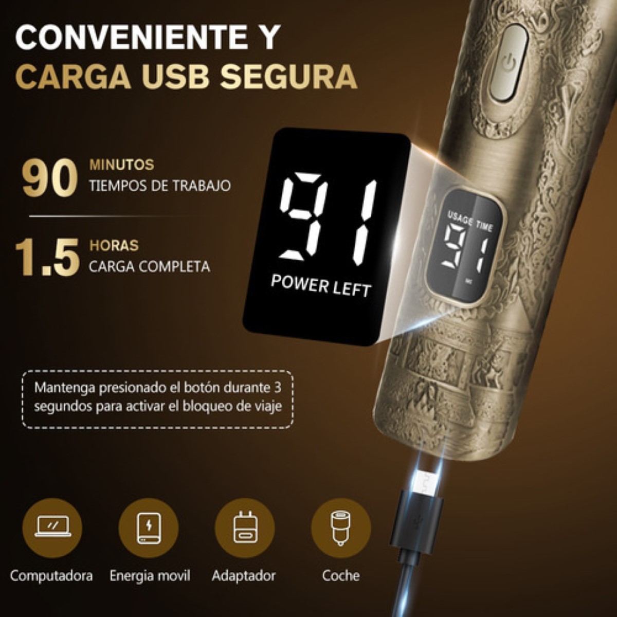 "All-in® Rasuradora Eléctrica Barba Afeitadora 11 En 1 Metal Dorada "
