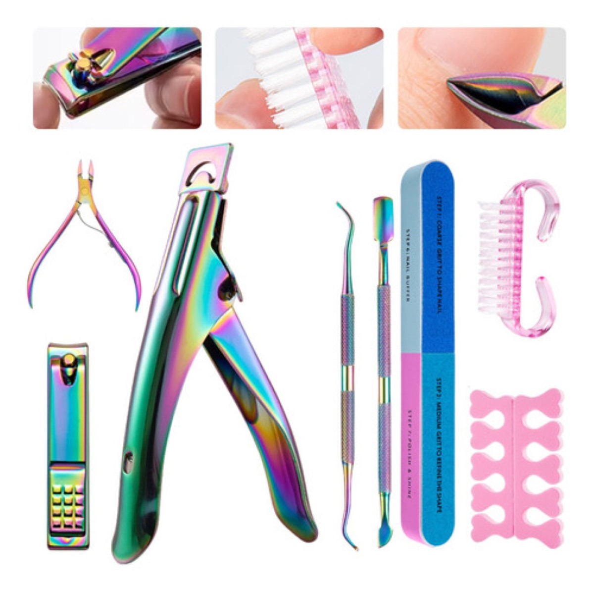 Kit De Manicura Y Pedicura Profesional Corta Uñas 8 pz Multicolor