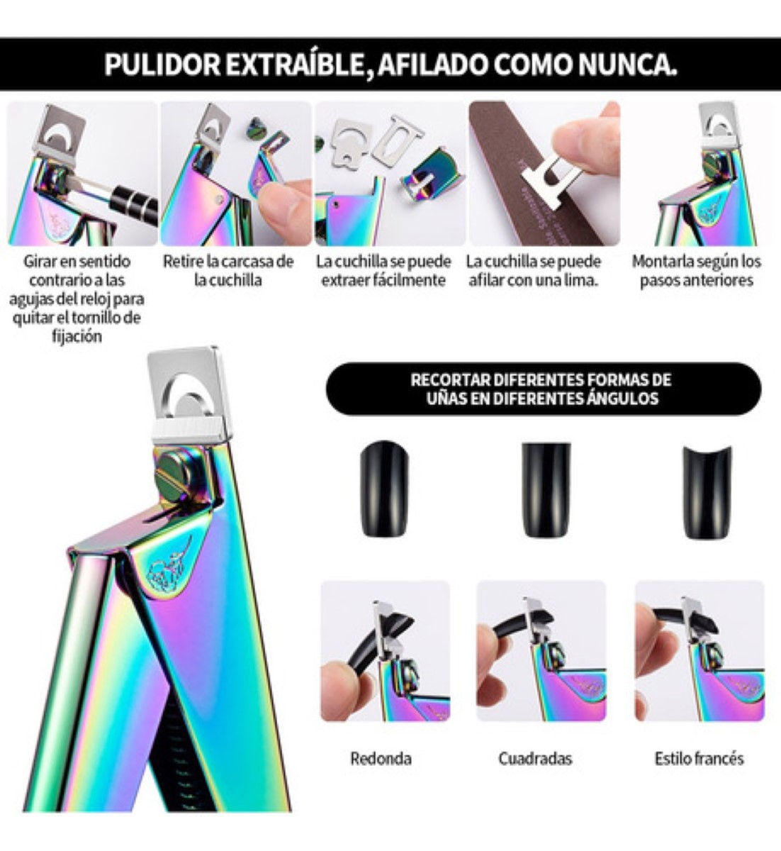 Kit De Manicura Y Pedicura Profesional Corta Uñas 8 pz Multicolor