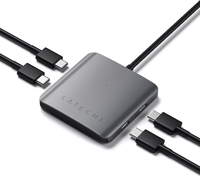 SATECHI Hub USB-C de 4 Puertos - Solo Transferencias de Datos (Sin Carga/Vídeo) - para M2, M1 MacBook Pro/Air, M2, M1 iPad Pro/Air, M2 Mac Mini, iMac