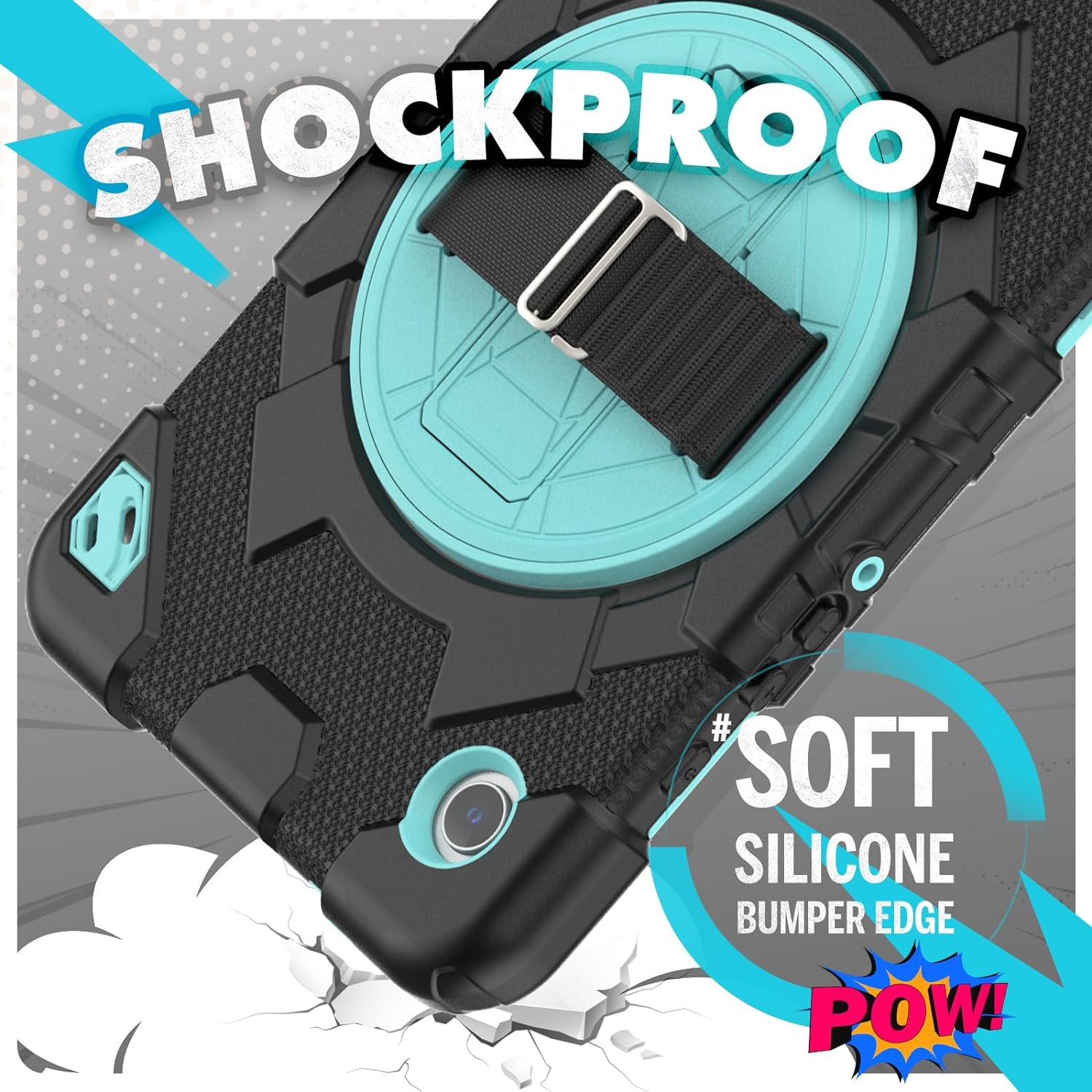  Funda De Uso Rudo Para Tablet Samsung Galaxy Tab A9 Plus 11" (2023) SM-X210/SM-216/SM-X218 Negro/Celeste