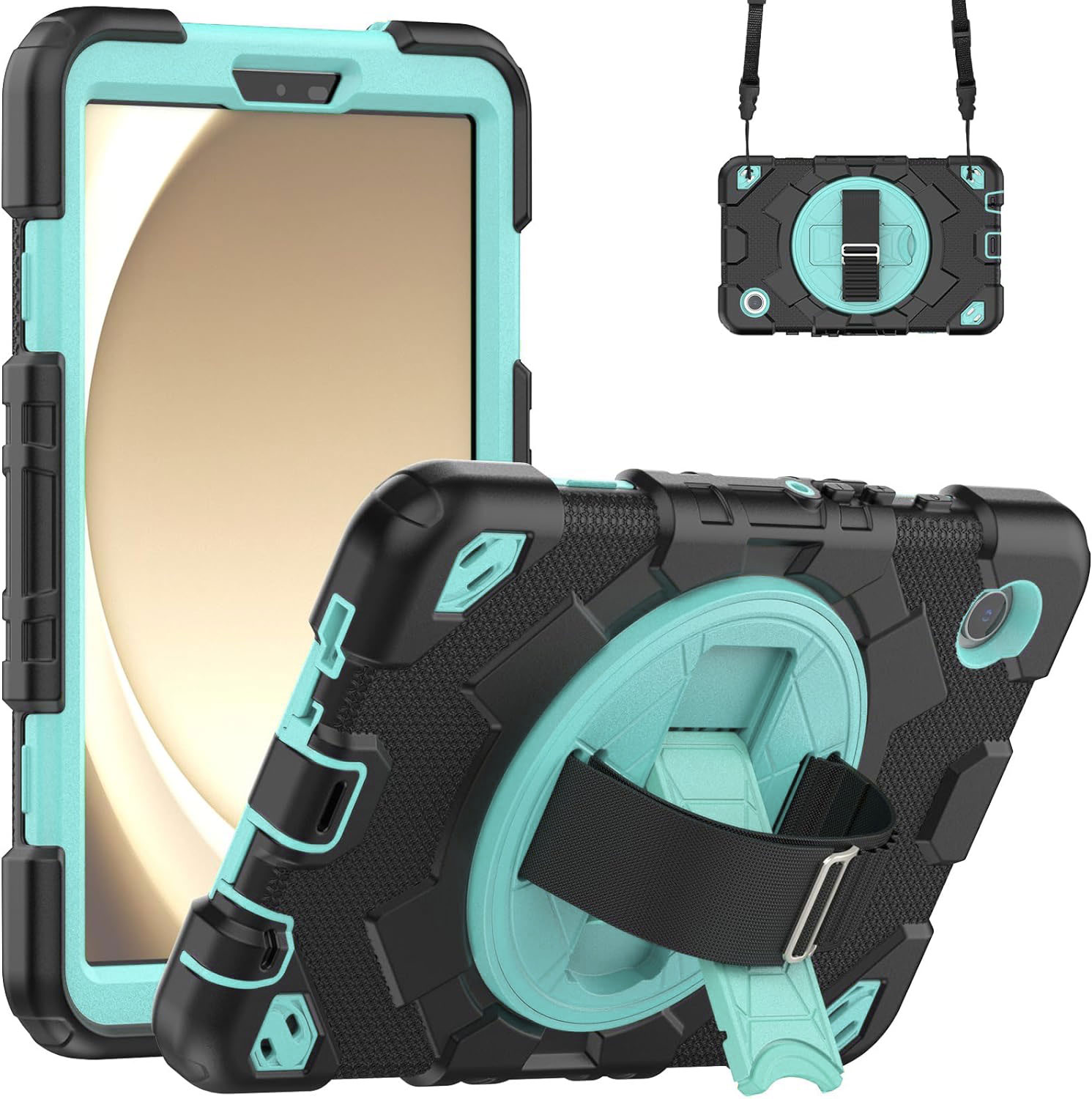  Funda De Uso Rudo Para Tablet Samsung Galaxy Tab A9 Plus 11" (2023) SM-X210/SM-216/SM-X218 Negro/Celeste