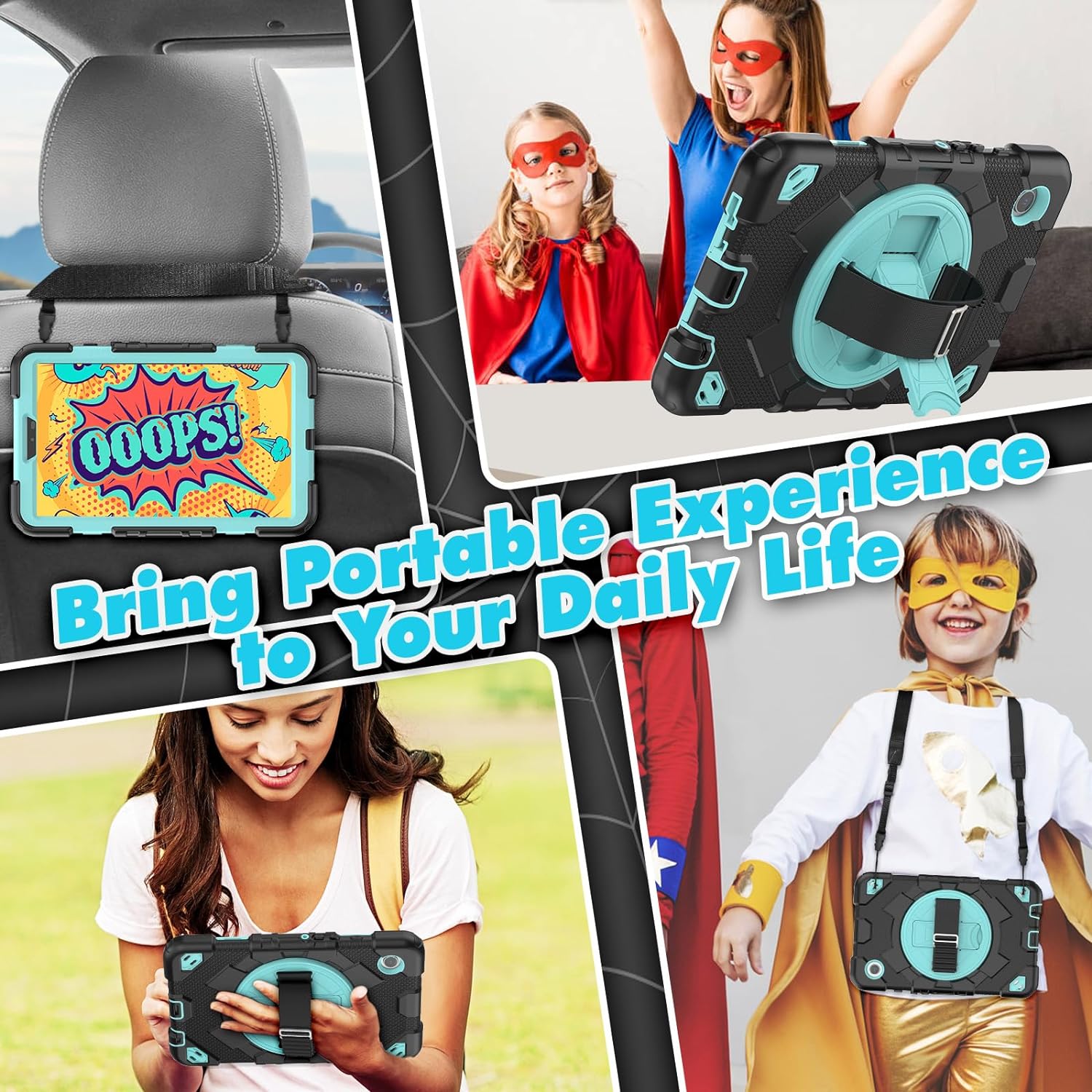  Funda De Uso Rudo Para Tablet Samsung Galaxy Tab A9 Plus 11" (2023) SM-X210/SM-216/SM-X218 Negro/Celeste