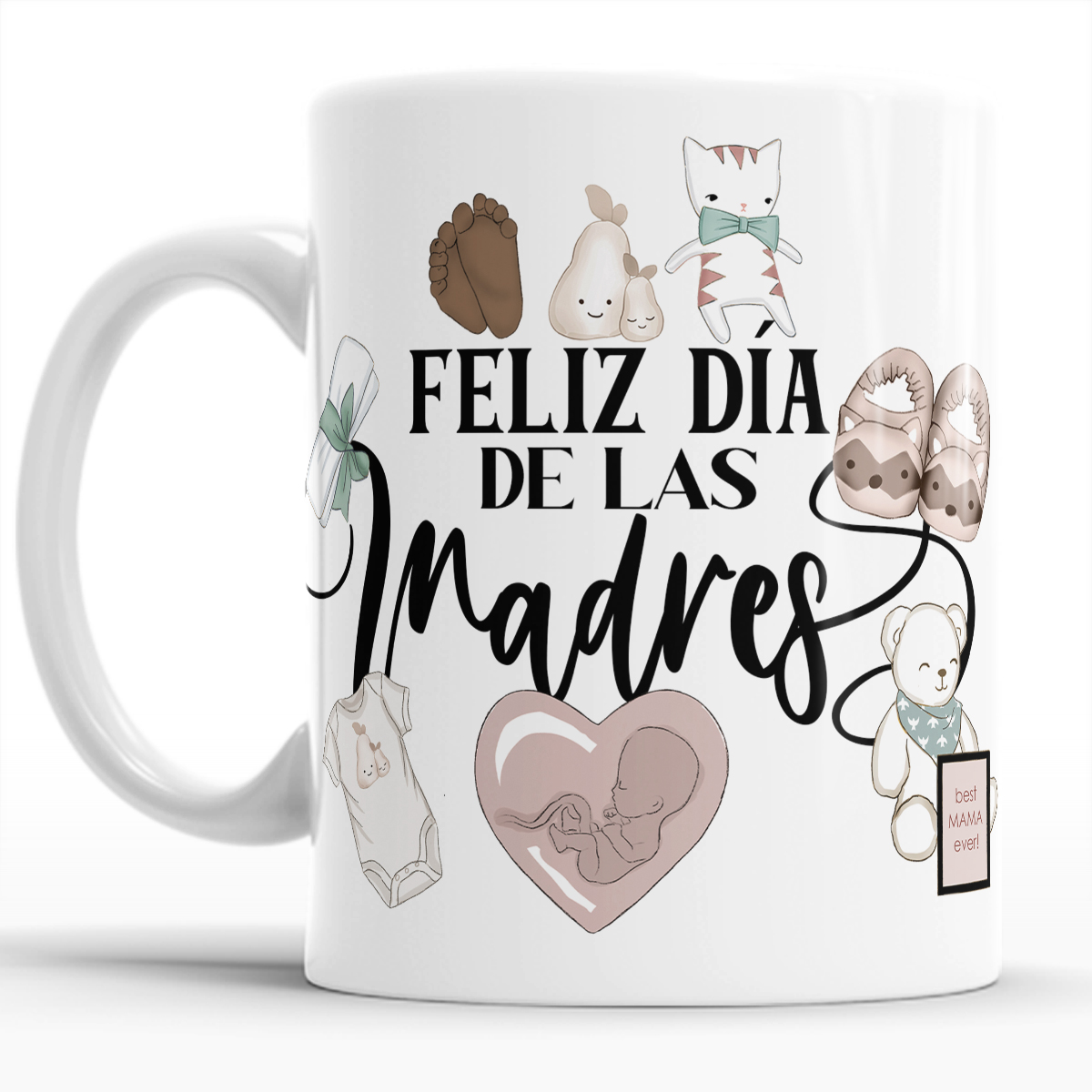 Taza ceramica  Mamá Llena de Cariño y Sonrisas set con 4 piezas