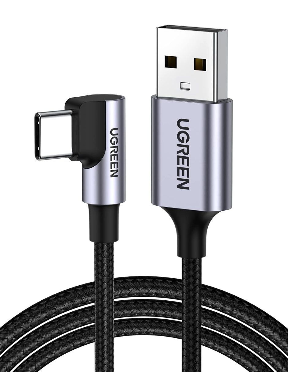 UGREEN  Cable Usb C 90 Grados 2m, 18W Carga Rápida Gris.