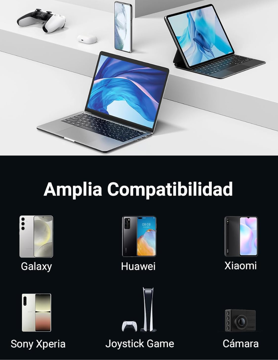 UGREEN  Cable Usb C 90 Grados 2m, 18W Carga Rápida Gris.