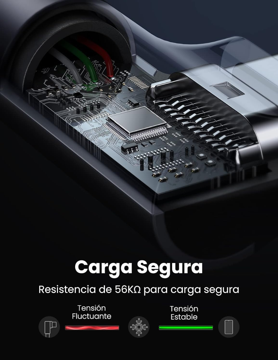 UGREEN  Cable Usb C 90 Grados 2m, 18W Carga Rápida Gris.