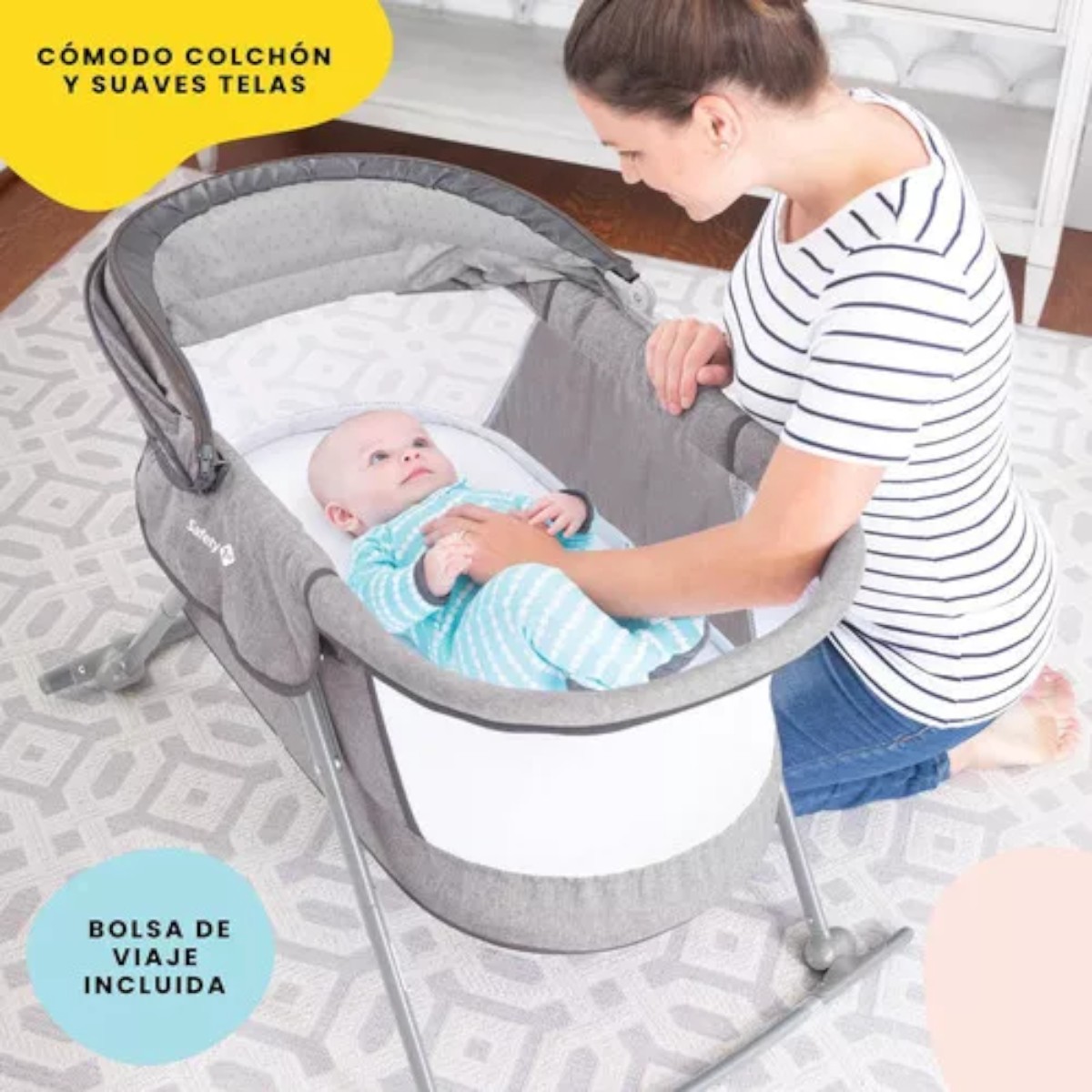 Cuna Moisés Mecedor Safety 1st Nap & Go Color Gris.