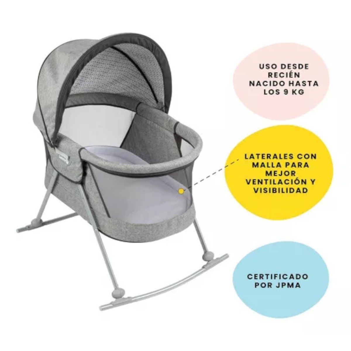 Cuna Moisés Mecedor Safety 1st Nap & Go Color Gris.
