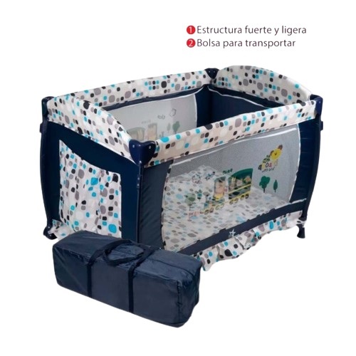 Cuna de Viaje con Toldo STARKIDS Draco Azul Marino.