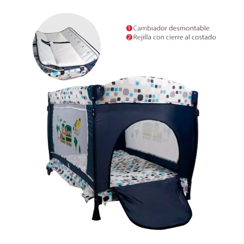Cuna de Viaje con Toldo STARKIDS Draco Azul Marino.