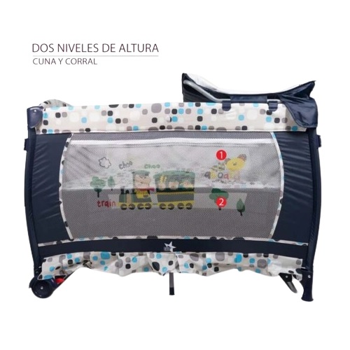 Cuna de Viaje con Toldo STARKIDS Draco Azul Marino.